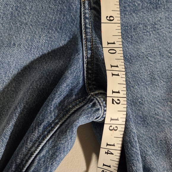 American Eagle Super High Rise Baggy Wide Leg Raw Hem Jeans Size 16 Short - Picture 15 of 16